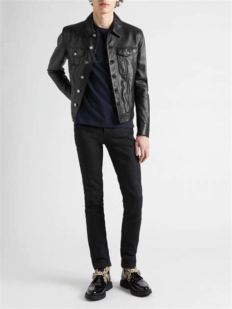 ysl leather jacket dupe|saint laurent leather trucker jacket.